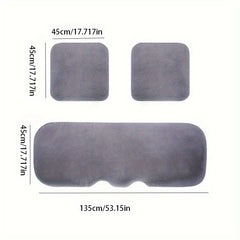 3pcs Grey Plush Car Cushion Winter Supplies Thickened Plush Auto Cushion