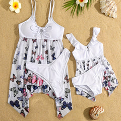 Girl's Butterfly Graphic 2 Piece Swimsuit Strappy Bikini Set
