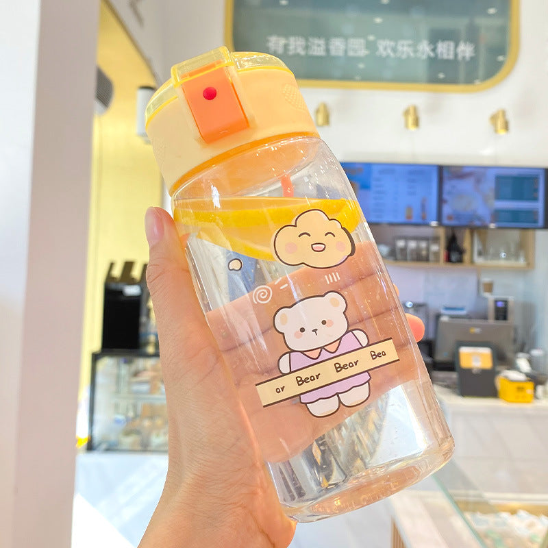 500ml Kids Cartoon Water Bottle with Straw