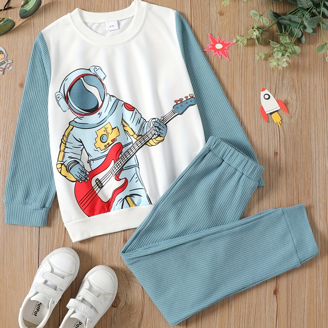 Astronaut Guitar Boy's 2pcs Sweatshirt & Sweatpants Set