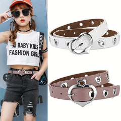 Kids Heart Eyelet Heart Buckle Belt for Girls