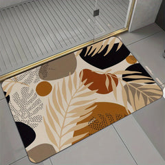 Geometric Leaf Shower Curtain Set with Hooks & Rug