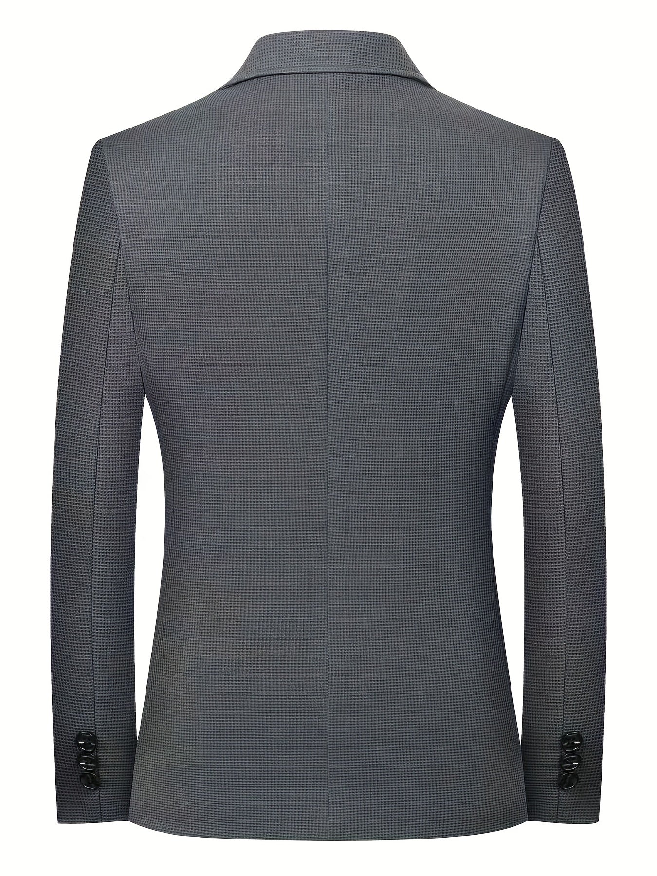 Casual Lapel Sports Coat Men's Waffle Pattern Blazer Spring Fall Business