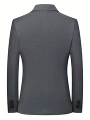 Casual Lapel Sports Coat Men's Waffle Pattern Blazer Spring Fall Business