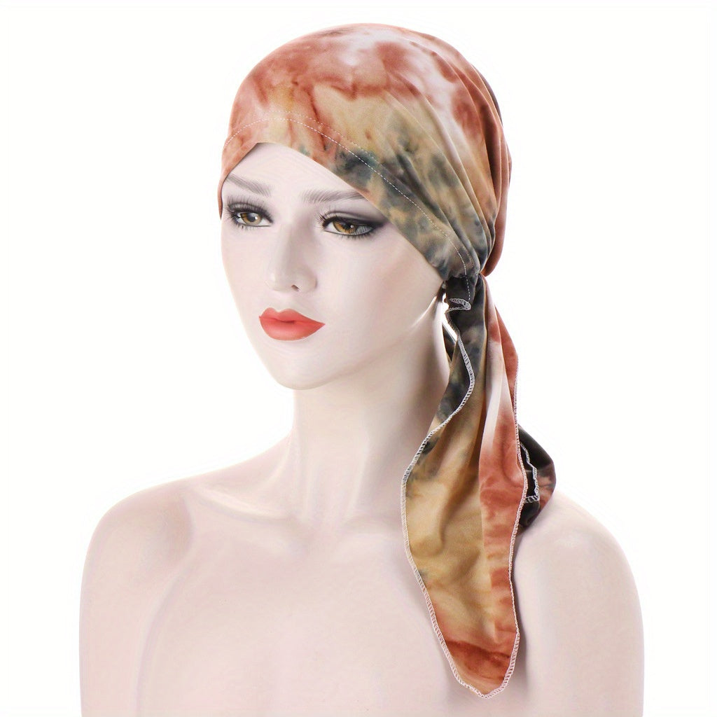 Leopard Flower Print Head Scarf Bandana Women Ramadan Turban Cap