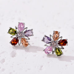 2PCS Silver Sunflower Shape Earring For Ladies Ear Stud