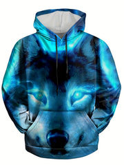 Wolves 3D Print Hoodie Men Comfy Loose Pullover Autumn Winter