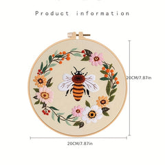 Honeybee Flower Starter Embroidery Kit with Hoop, Needles, Threads, Instructions