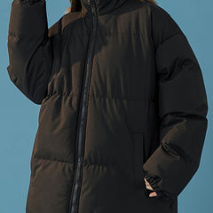 Women's Windproof Thermal Zip Up Thicken Jacket Coat Solid Stand Collar