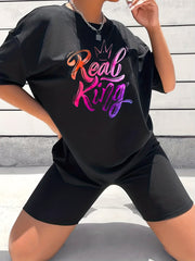 2pcs Summer Casual Sports Sets T shirts & Solid Shorts Women's Activewear