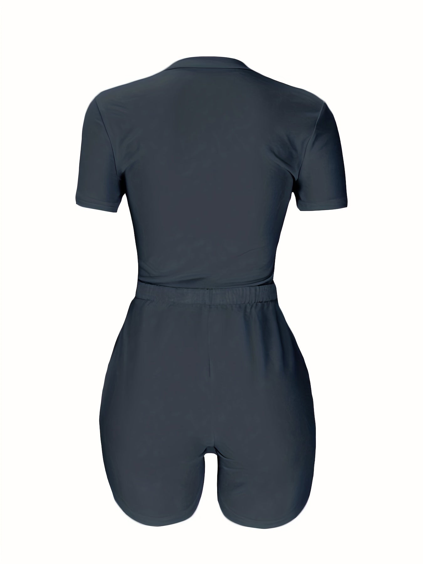 Casual Solid Two piece Set Short Sleeve T shirt & Drawstring Shorts
