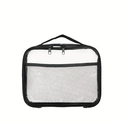 Zippered PVC Organizer Bag with Mesh Insert for Makeup & Beauty Storage