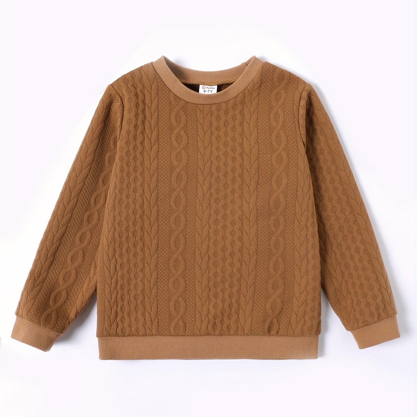 Kid Boy Casual Long Sleeve Cable Knit Sweatshirt