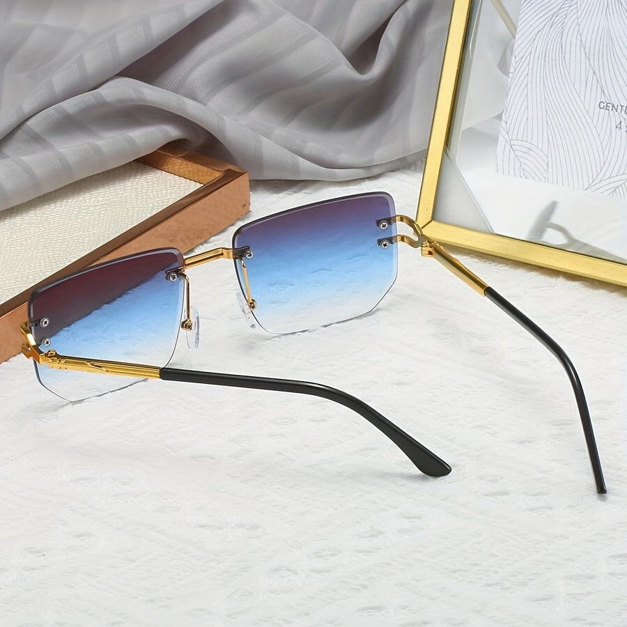 Square Rimless Sunglasses with Marine Lenses