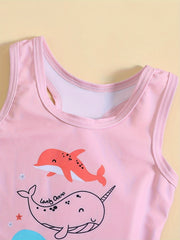 Toddler Girls 2pcs Dolphin Tankini Swimsuit Sets