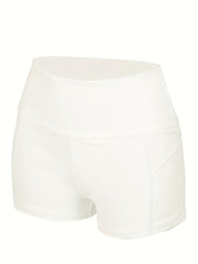 Women's Plus Solid Pipping High Rise Swimsuit Shorts With Pockets