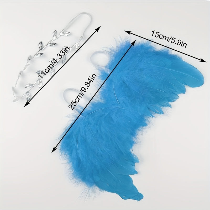 2pcs Feather & Leaf Headband Set for Newborn Photography