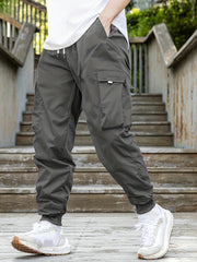Men's Drawstring Cargo Pants Loose Casual Jogger Pants