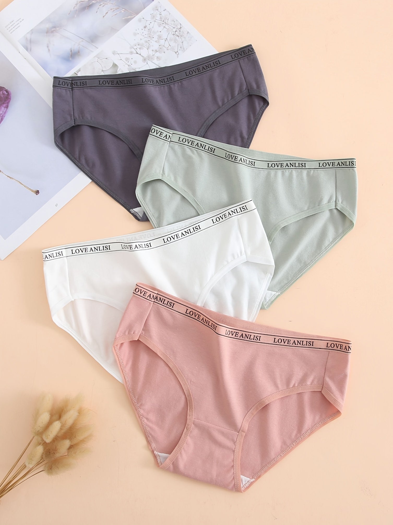 4pcs Soft Mid Waist Briefs Panties Pack