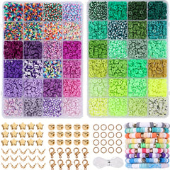 4800pcs Clay Beads 48 Colors Flat Round Polymer Clay Beads Spacer Beads