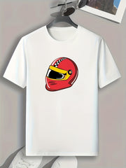 Helmet Print Men's Sports T-Shirt Graphic Tee Outdoor Fitness Clothing