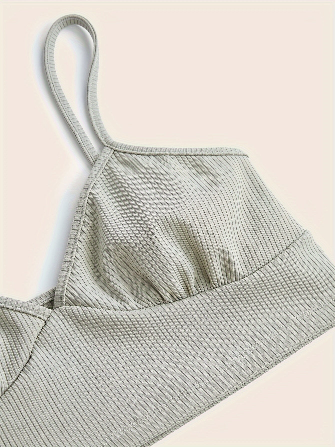 Ribbed Pajama Set V Neck Cami Top & Elastic Waistband Shorts