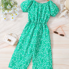 Toddler Girls Flowers Graphic Rompers Jumpsuits - Summer Clothes