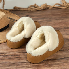 Women's Fluffy Ankle Snow Boots Slip On Platform Warm Slippers