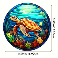 Sea Plant Turtle Fish Stained Acrylic Window Hanging Suncatcher