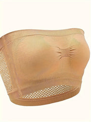 Plus Size Strapless Mesh Non Padded Wireless Bralette