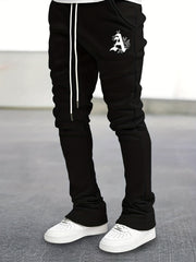 Stylish Letter A Print Men's Casual Drawstring Jogger Pants