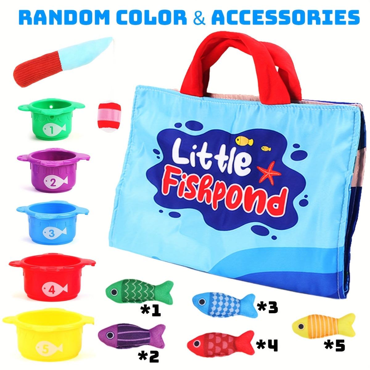 Toddler Fishpond Cloth Fishing Toy Set Safe Polyester Fiber Fish Game