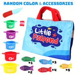 Toddler Fishpond Cloth Fishing Toy Set Safe Polyester Fiber Fish Game