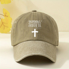 Cross Printed Distressed Baseball Cap Unisex Sun Hat