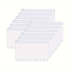 12pcs Transparent Loose leaf 6 hole Notebooks With Side Zipper Bags