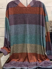 Colorblock Long Sleeve Cardigan With Pockets