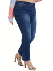 Washed High Rise Straight Leg Jeans
