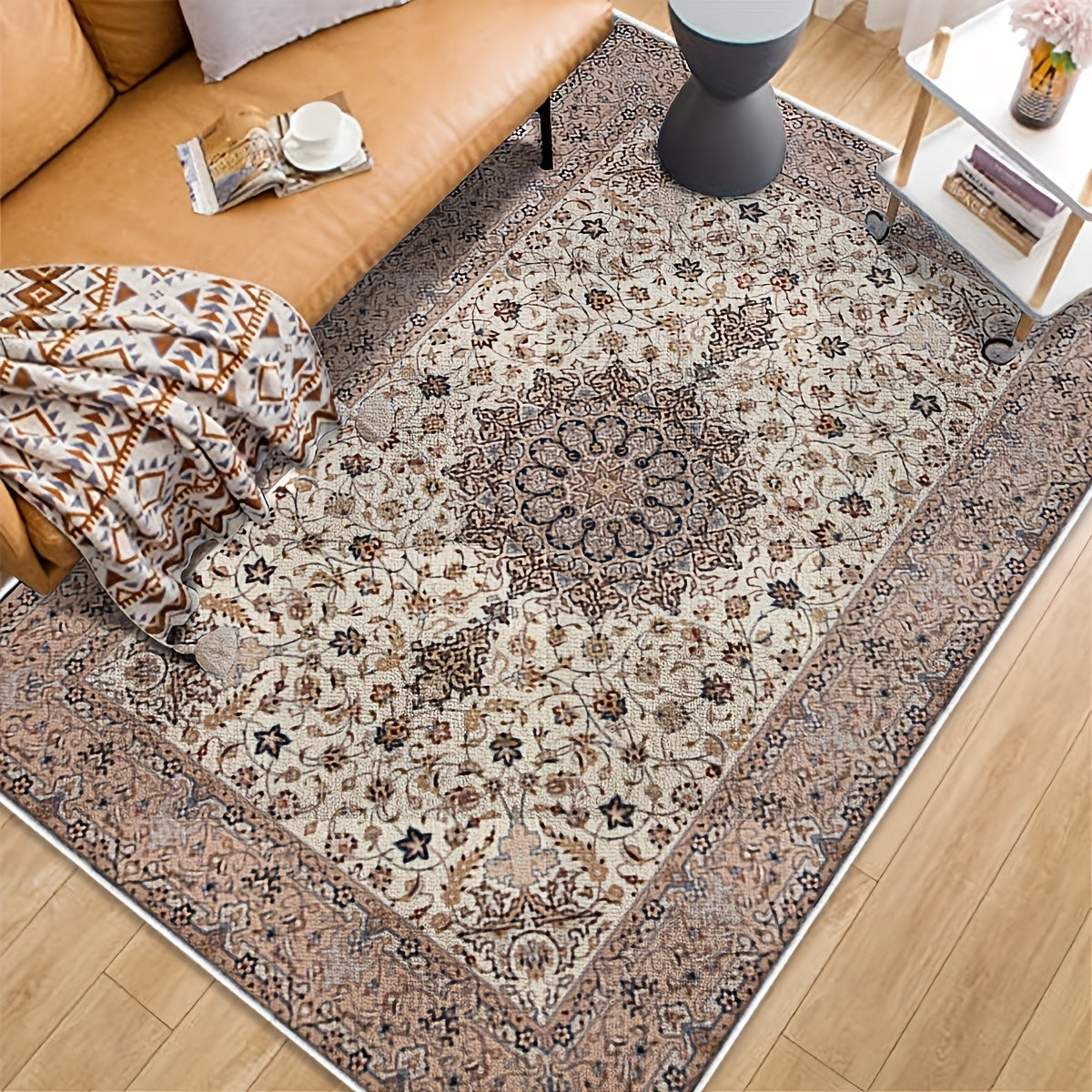 Vintage Rustic Area Rug Traditional Oriental Non Shedding