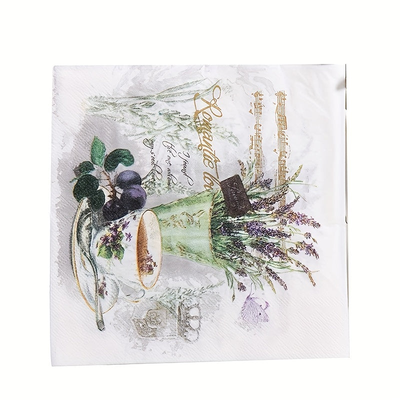 Colorful Lavender Napkin Tissue Set for Coffee Cups, Parties, and Restaurants
