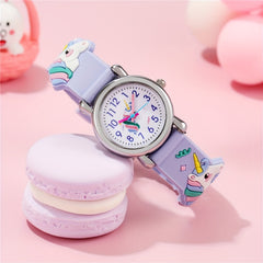 Kids Unicorn Quartz Watch Colorful Plastic Band