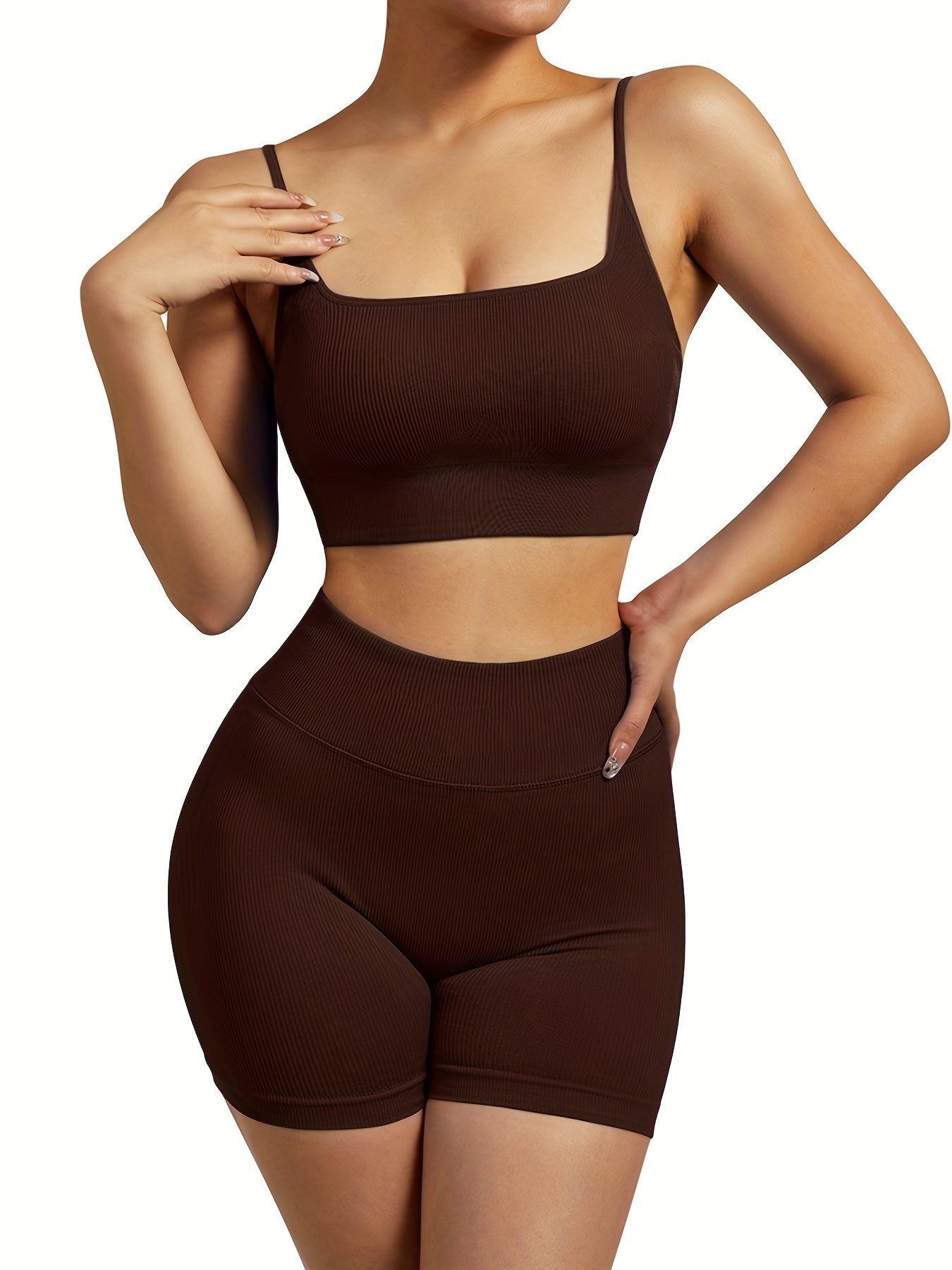 2pcs Yoga Set Sports Bra & Butt Lift Shorts Women's Activewear