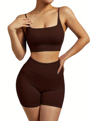 2pcs Yoga Set Sports Bra & Butt Lift Shorts Women's Activewear