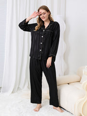 Women's Striped Pajama Set with Short Sleeve Shirt & Pants