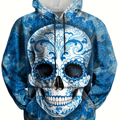 Y2K Skull 3D Print Hoodies Men Graphic Hoodie Loose Hooded Pullover
