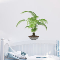 Green Plant Wall Decal Leaves Potted Plant Wall Sticker Bonsai Decal