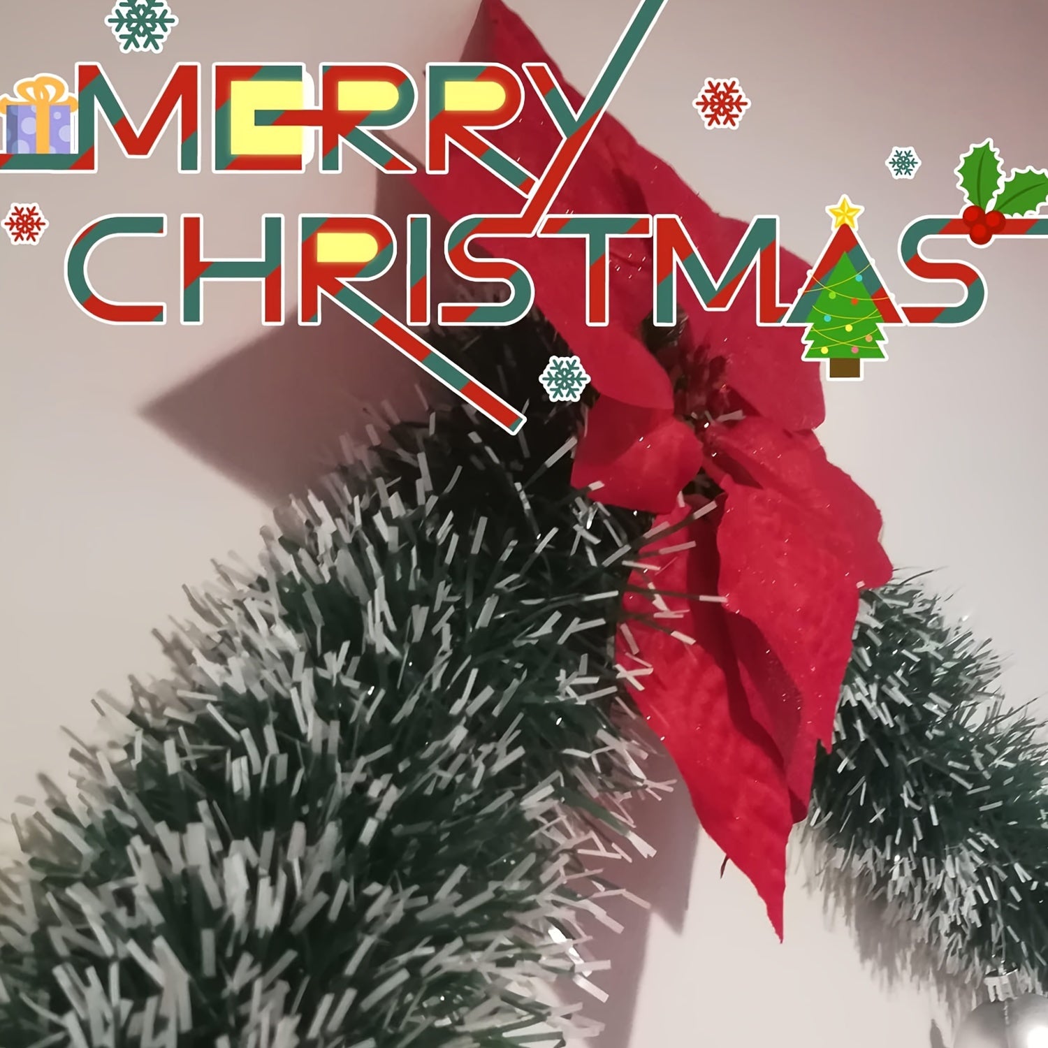 Green Snowy Garland Artificial Christmas Pine Streamers for Ceiling Decorations