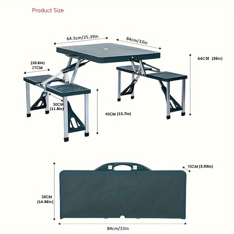 Portable Plastic Folding Table and Stool Set for Outdoor Camping