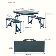 Portable Plastic Folding Table and Stool Set for Outdoor Camping