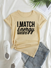 Letter Graphic Sports Round Neck T-Shirt Short Sleeences Women's Activewear