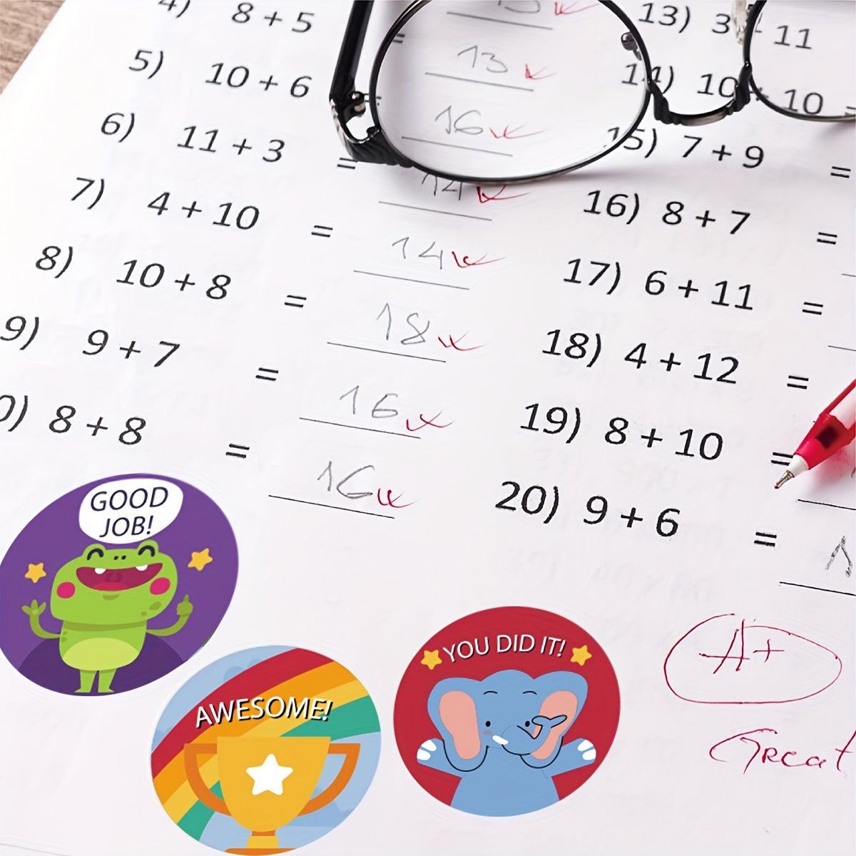 300pc Cartoon Animal Stickers for School Rewards & Encouragement